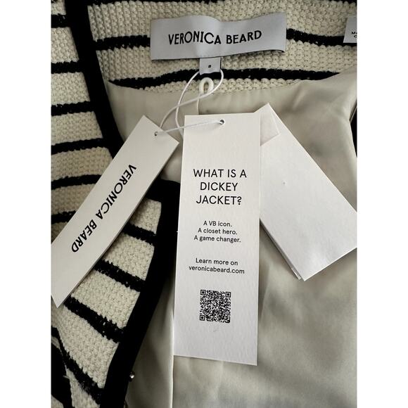 $798 NWT Veronica Beard Foster Dickey Jacket Blazer Tweed Black & White Sz 8 - Picture 7 of 11